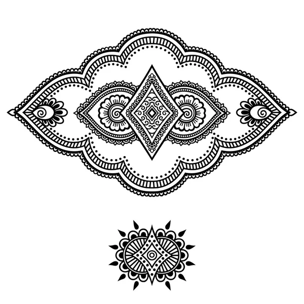 Plantilla de flores de tatuaje de henna. Mehndi. español Conjunto . — Vector de stock