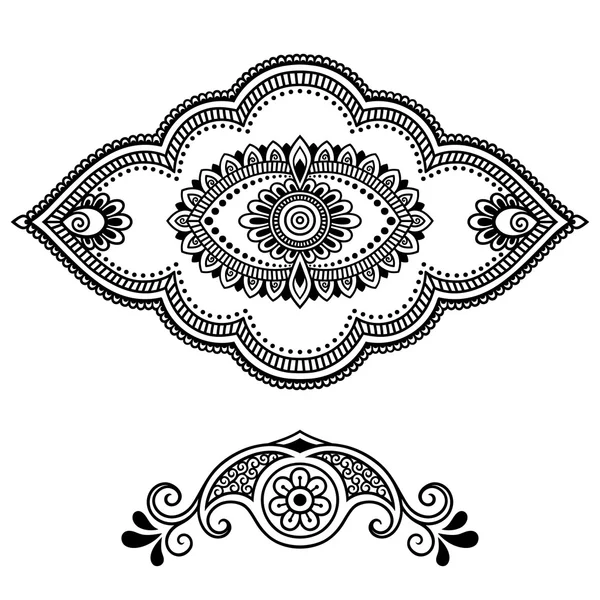 Plantilla de flores de tatuaje de henna. Mehndi. español Conjunto . — Vector de stock