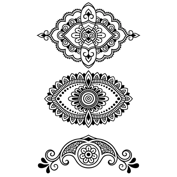 Henna tattoo flower template.Mehndi. Set. — Stock Vector