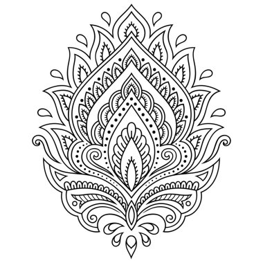 Hint tarzı kına dövme çiçek şablonu. Etnik çiçek paisley - Lotus. Mehndi stili.