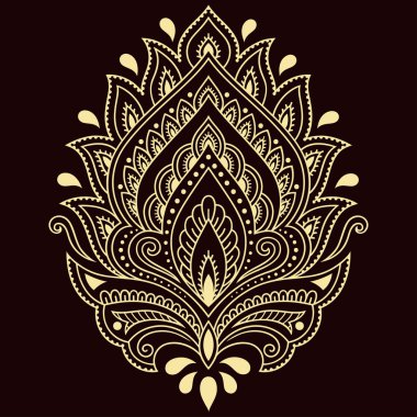 Hint tarzı kına dövme çiçek şablonu. Etnik çiçek paisley - Lotus. Mehndi stili.