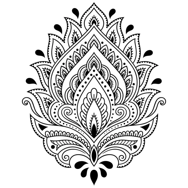 Plantilla de flores de tatuaje de henna en estilo indio. Paisaje floral étnico - Loto. Estilo Mehndi . — Vector de stock