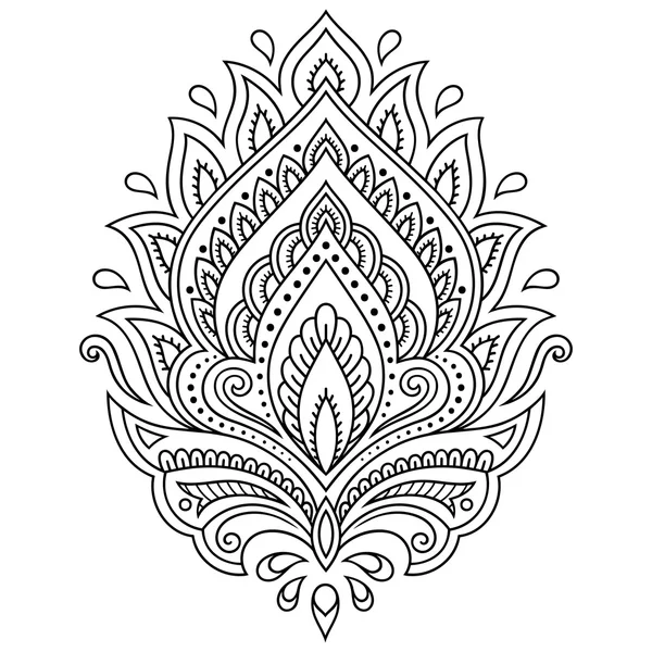 Henna tatuering blomma mall i indisk stil. Etniska blommig paisley - Lotus. Mehndi stil. — Stock vektor