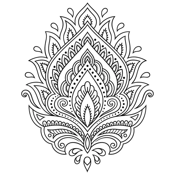 Hint tarzı kına dövme çiçek şablonu. Etnik çiçek paisley - Lotus. Mehndi stili.