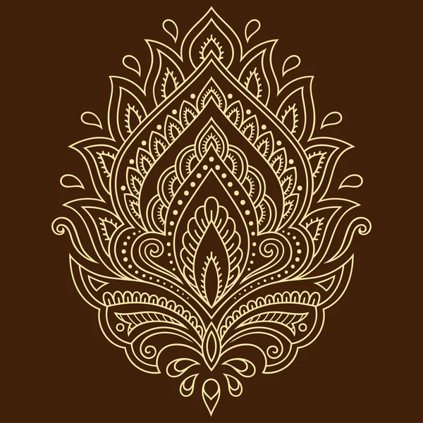 Henna tattoo flower template in Indian style. Ethnic  floral paisley - Lotus. Mehndi style. — Stock Vector