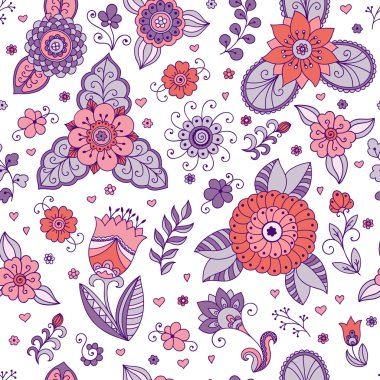 Kesintisiz renk çiçek deseni. Kumaşlar, kartları, arka planlar ve dekorasyon için dekoratif desen .