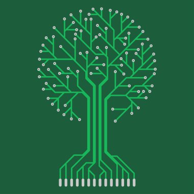 Bir ağaç şeklinde elektronik devre.