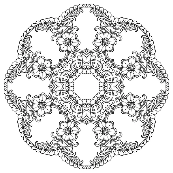 Татуировка хной в стиле менди. Шаблон для раскраски. Ручная рисованная векторная иллюстрация на белом фоне. Элемент дизайна в стиле Doodles . — стоковый вектор