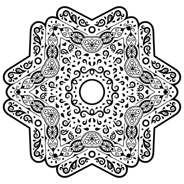 Henna-Tätowiermandala im mehndi-Stil. Muster für Malbuch. handgezeichnete Vektorillustration isoliert auf weißem Hintergrund. Design-Element im Doodles-Stil. — Stockvektor