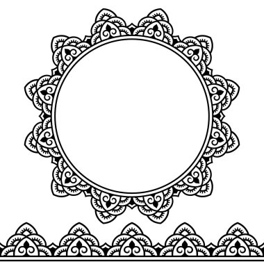 Kına kesintisiz Kenarlıklar ve dairesel desen. Mehndi stili.