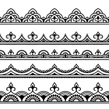 Vektör kına kesintisiz kenarlıklar. Mehndi stili.