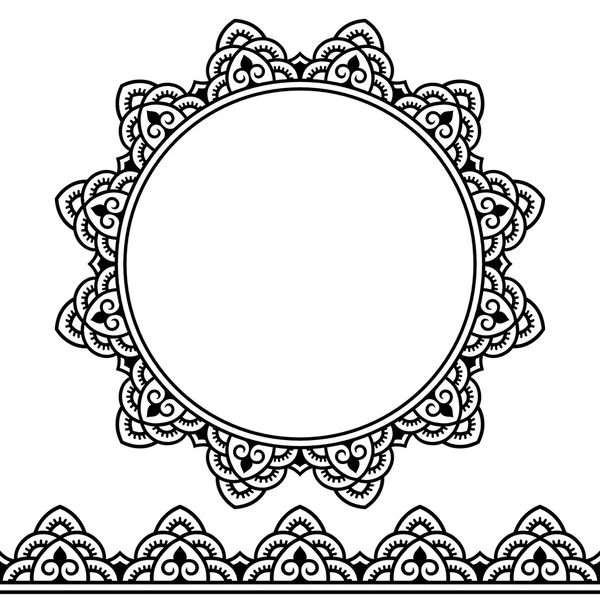 Henna bordes sin costura y patrón circular. Estilo Mehndi . — Archivo Imágenes Vectoriales