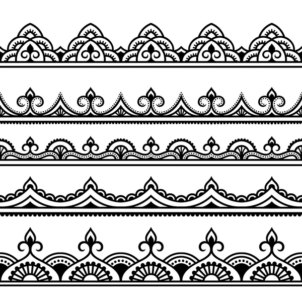 Frontières sans couture vectorielles au henné. Style Mehndi . — Image vectorielle