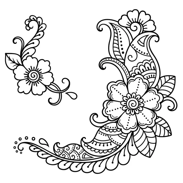 Plantilla de flores de tatuaje de henna. Mehndi . — Vector de stock