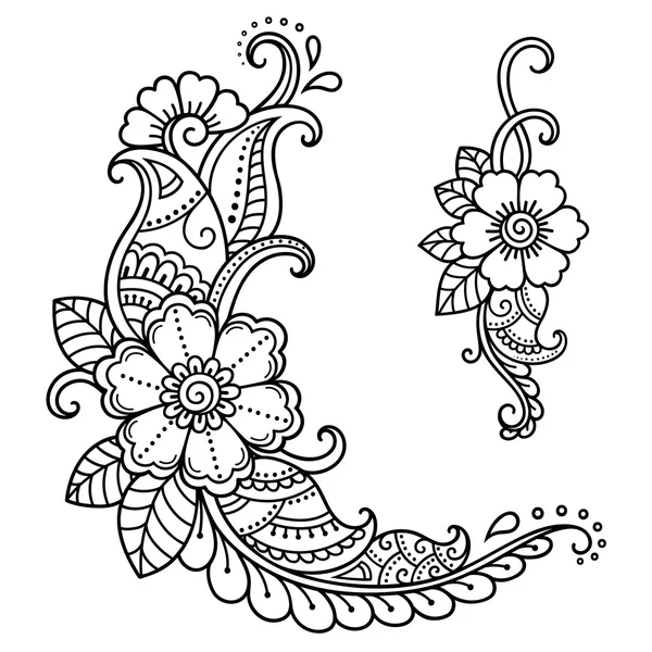Henna tatuaż kwiat szablon. Mehndi. — Wektor stockowy