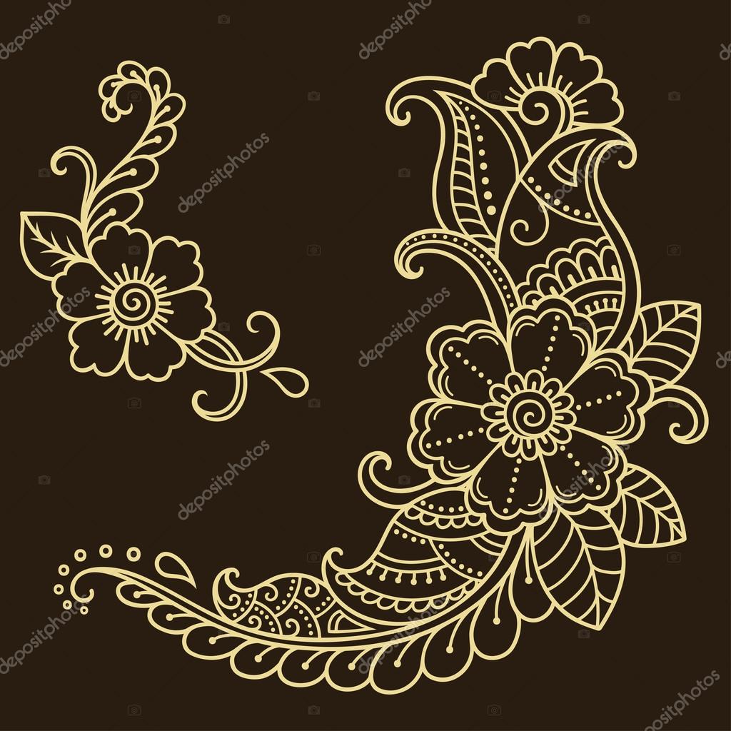 Henna tattoo flower template.Mehndi. Stock Vector Image by 123188922