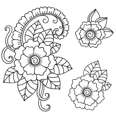 Kına dövme çiçek şablon. Mehndi.