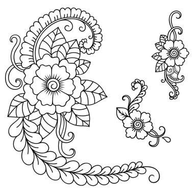 Kına dövme çiçek şablon. Mehndi.