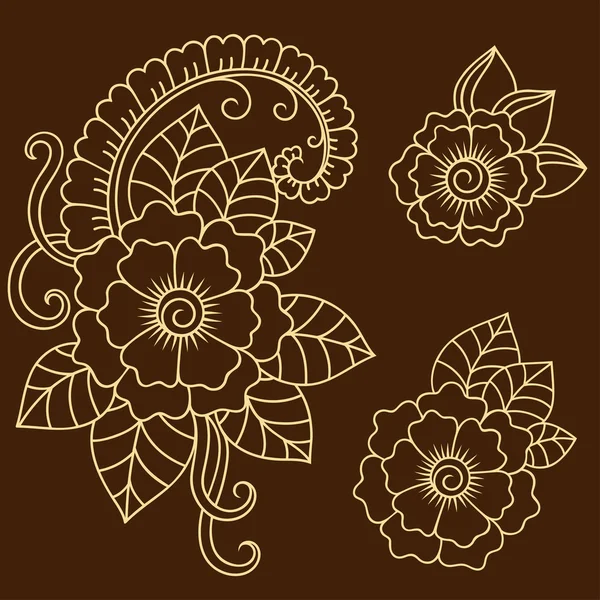 Henna-Tätowierung Blume template.mehndi. — Stockvektor