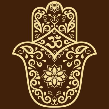 Vektör Hamza el çekilmiş sembolü. OM dekoratif sembolü. 