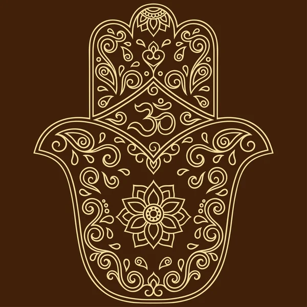 Vector hamsa mão desenhado símbolo. OM símbolo decorativo . — Vetor de Stock