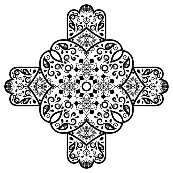 Mandala tatoo all'hennè vettoriale. Mehndi style.Decorative modello in stile orientale . — Vettoriale Stock