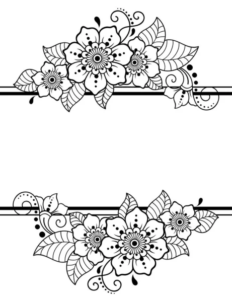 Цветок Мехнди Рисунок Грани Хны Татуировки Декоративный Каракули Орнамент Этническом — стоковый вектор