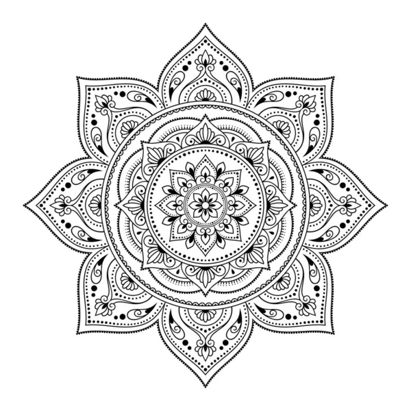 Modello Circolare Forma Mandala Con Fiore Henna Mehndi Tatuaggio Decorazione — Vettoriale Stock