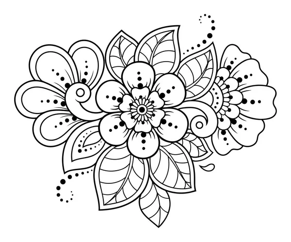 Mehndi Flower Pattern Mandala Henna Drawing Tattoo Decoration Ethnic Oriental — Stock Vector