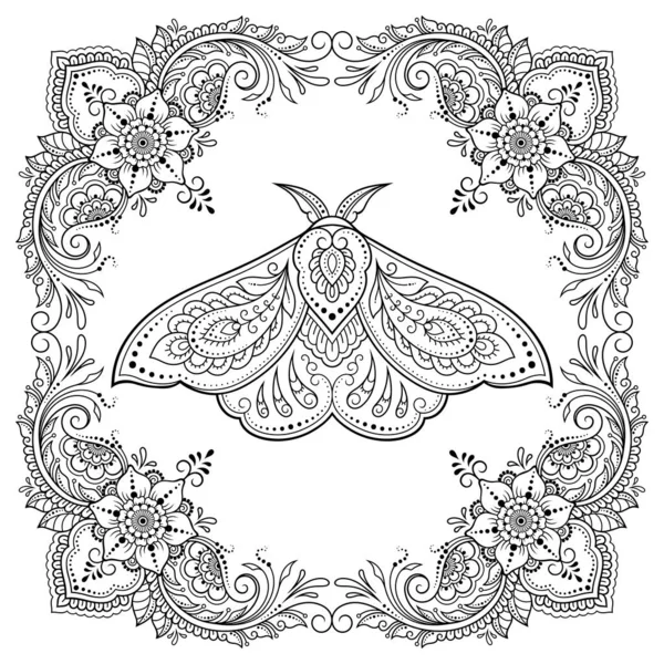 Στυλιζαρισμένο Τατουάζ Χέννα Διακοσμητικό Μοτίβο Για Διακόσμηση Εξώφυλλων Βιβλίο Σημειωματάριο — Διανυσματικό Αρχείο