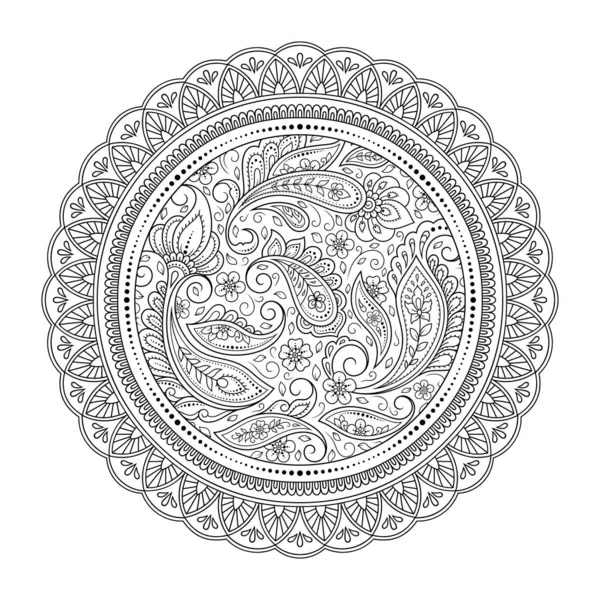 Circular Pattern Form Mandala Flower Henna Mehndi Tattoo Decoration Decorative — Stock Vector