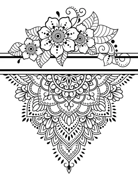 Bordas Sem Costura Com Mandala Para Design Aplicação Henna Mehndi — Vetor de Stock