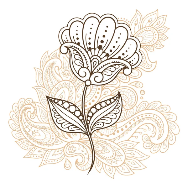 Modèle Fleur Mehndi Mandala Pour Dessin Tatouage Henné Décoration Style — Image vectorielle