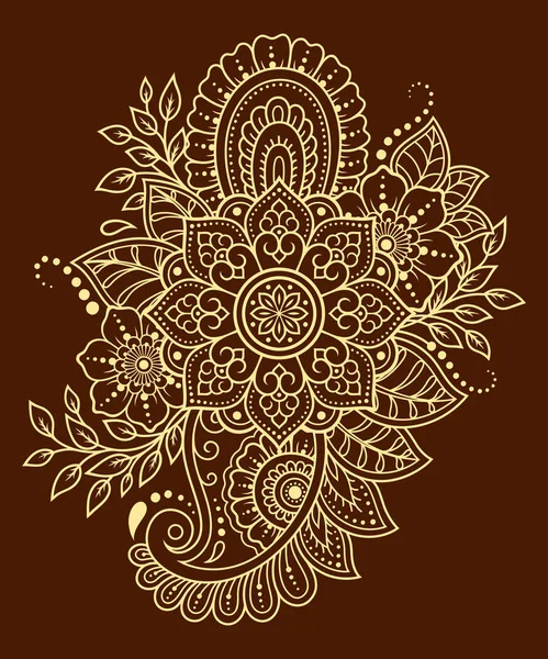Mehndi Flower Pattern Mandala Henna Drawing Tattoo Decoration Ethnic Oriental — Stock Vector
