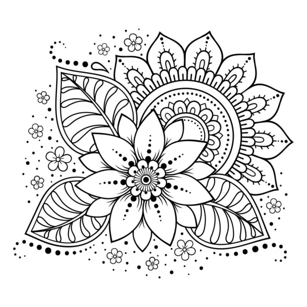 Padrão Flor Mehndi Mandala Para Desenho Tatuagem Henna Decoração Estilo — Vetor de Stock