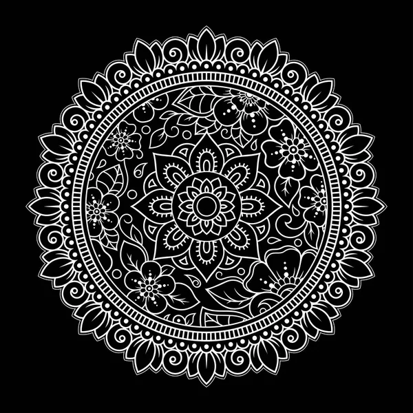 Körkörös Minta Formájában Mandala Virág Henna Mehndi Tetoválás Dekoráció Dekoratív — Stock Vector