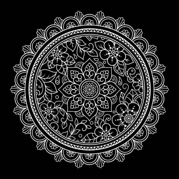 Kruhový Vzor Formě Mandaly Květinou Pro Hennu Mehndi Tetování Dekorace — Stockový vektor