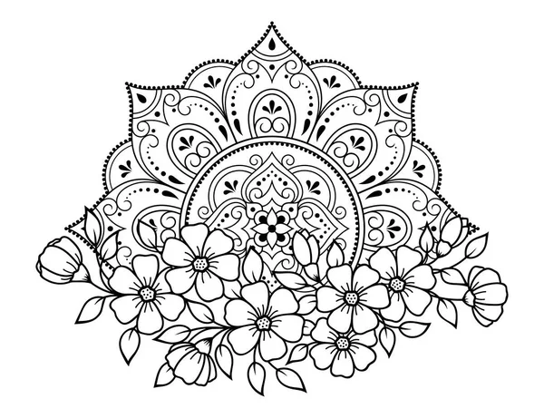 Körkörös Minta Formájában Mandala Virág Henna Mehndi Tetoválás Dekoráció Dekoratív — Stock Vector