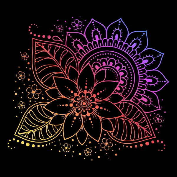 Квітковий Візерунок Мегнді Малювання Генни Татуювання Прикраси Етнічному Східному Індійському — стоковий вектор