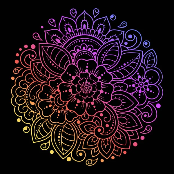 Padrão Floral Colorido Para Desenho Mehndi Henna Ornamento Mão Decoração — Vetor de Stock