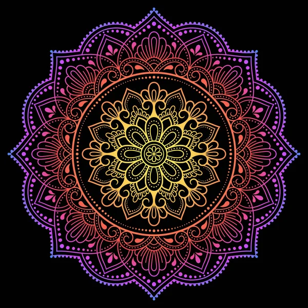 Patrón Circular Color Forma Mandala Con Flor Para Decoración Impresión — Vector de stock