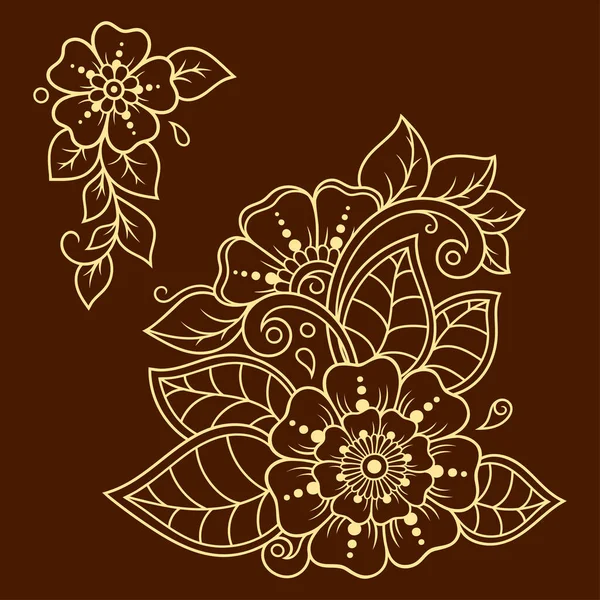 Набор Цветочных Узоров Мехнди Рисунка Татуировки Хенны Украшение Этническом Восточном — стоковый вектор