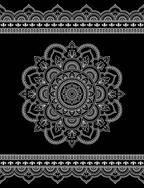 Set Van Mandala Patroon Naadloze Rand Voor Henna Tekening Tatoeage — Stockvector