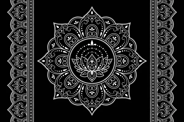 Set Mandala Pattern Bordo Senza Cuciture Disegno Tatuaggio Henna Decorazione — Vettoriale Stock