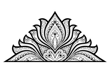 Kına, Mehndi, dövme ve dekorasyon için çiçekli dairesel desen. Etnik doğu tarzında dekoratif süs. Çizim el çizimi vektör illüstrasyonuName.