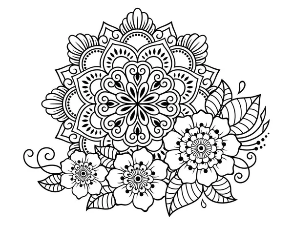 Cirkulärt Mönster Form Mandala Med Blomma För Henna Mehndi Tatuering — Stock vektor
