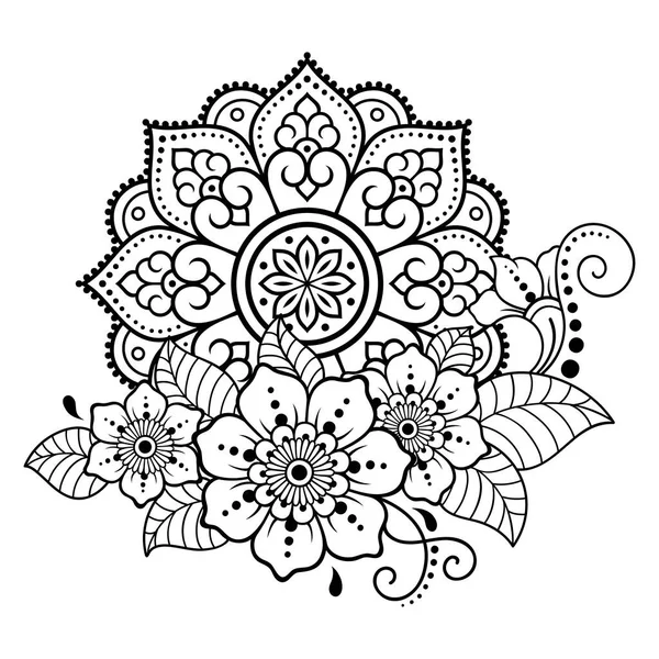 Circular Pattern Form Mandala Flower Henna Mehndi Tattoo Decoration Decorative — Stock Vector