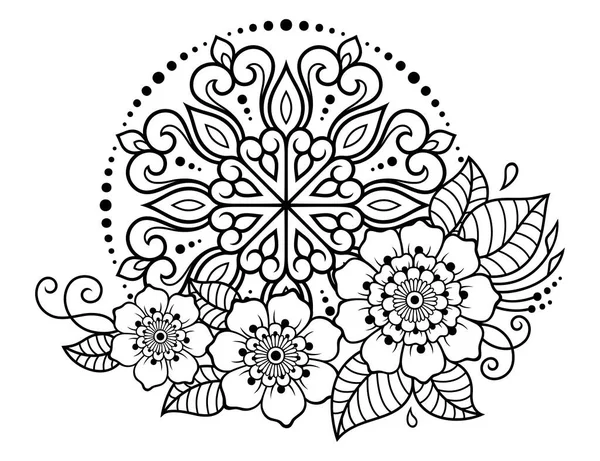 Cirkulärt Mönster Form Mandala Med Blomma För Henna Mehndi Tatuering — Stock vektor