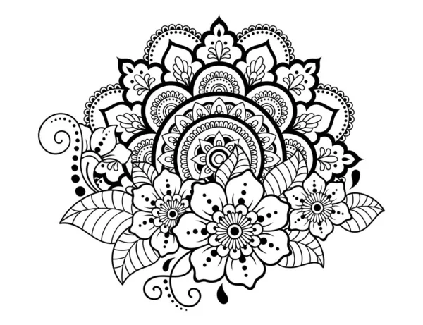 Modelul Circular Sub Formă Mandală Flori Pentru Henna Mehndi Tatuaj — Vector de stoc
