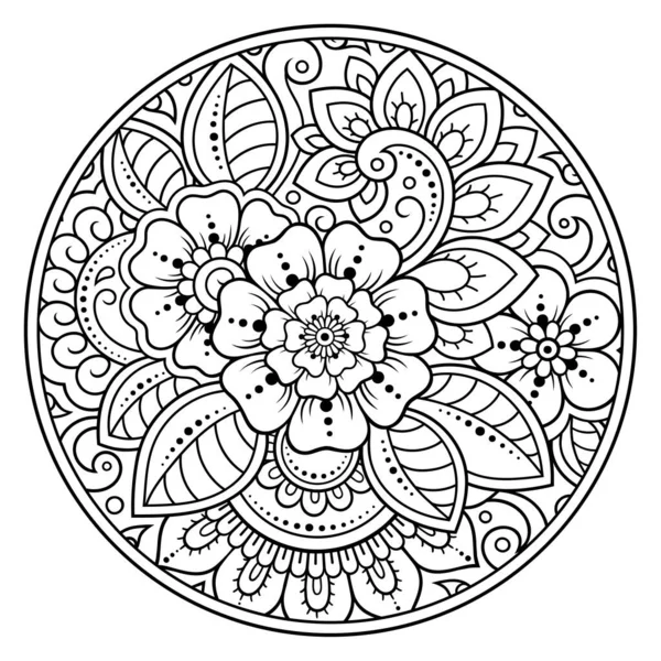 Décrivez Motif Fleurs Rondes Dans Style Mehndi Pour Page Livre — Image vectorielle